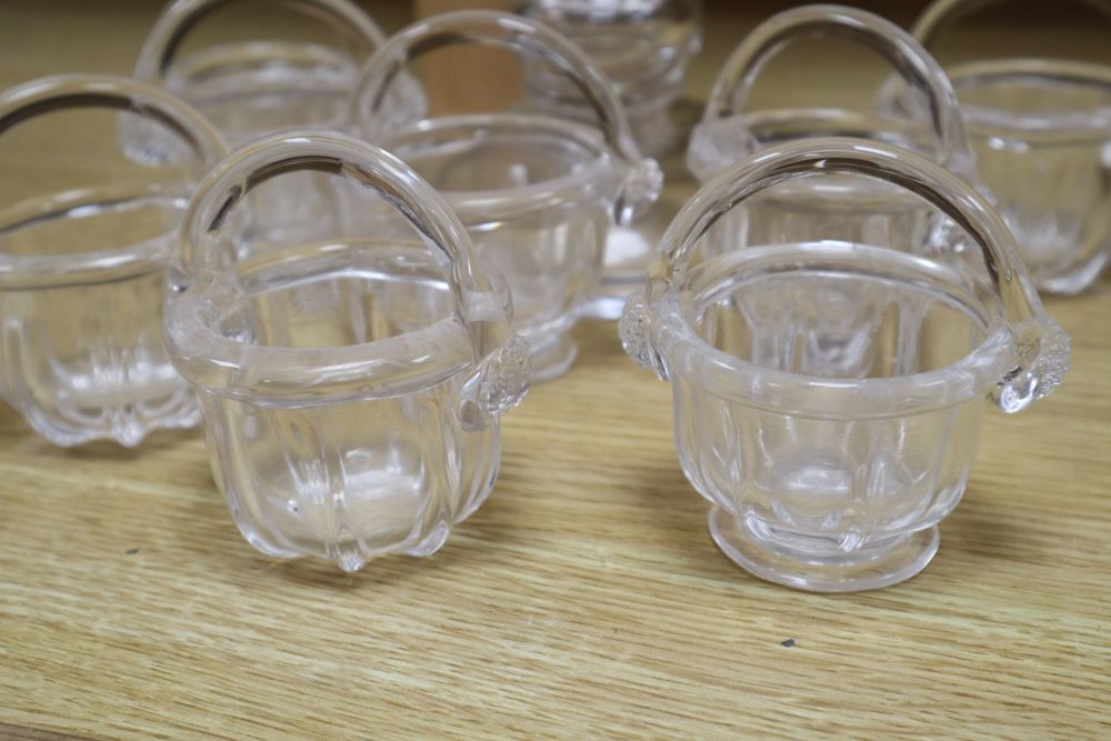 An Archimede Seguso Murano clear glass punch set, eight baskets stand, height 33cm